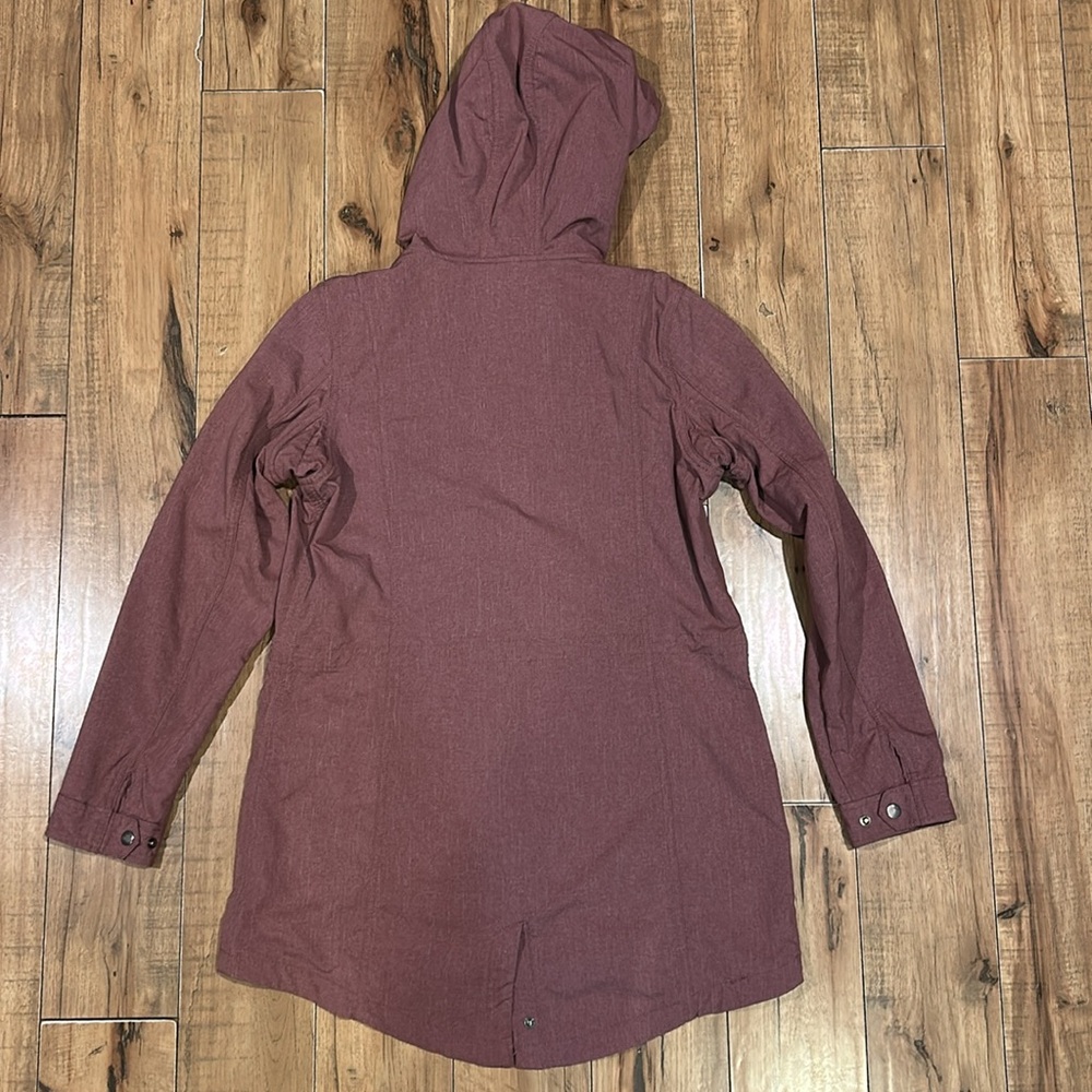 Women's Hooded Parka Jacket - Burgundy - Picture 5 of 11